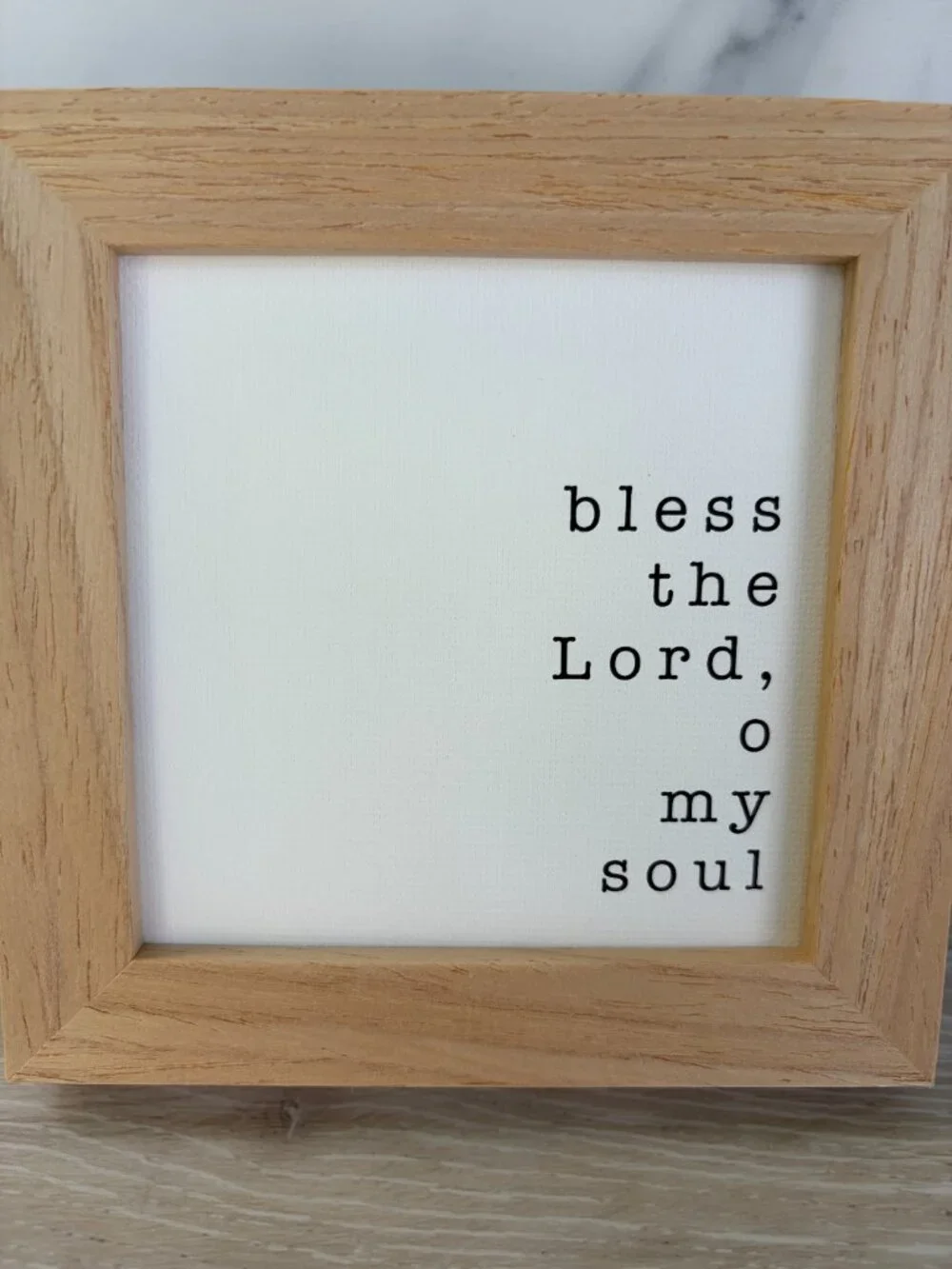 Bless The Lord Canvas Wood Sign 4x4 Natural Christian Rustic Tiered Tray Shelf